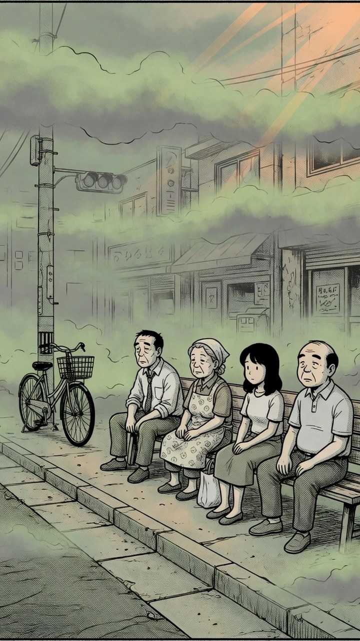 黙って座る人々