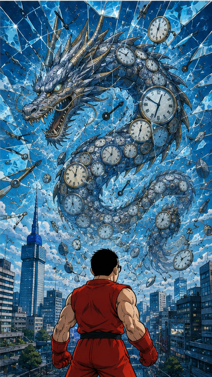 時計の竜と割れる空