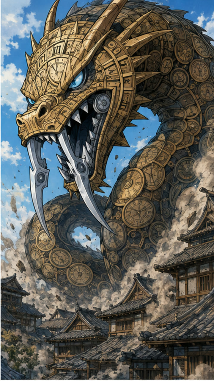 過去の福岡に迫る時計の竜