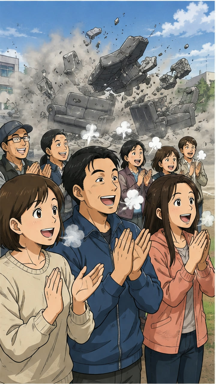 拍手で遠ざかるソファ