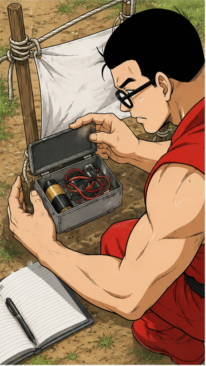 旗の裏の電池ボックス