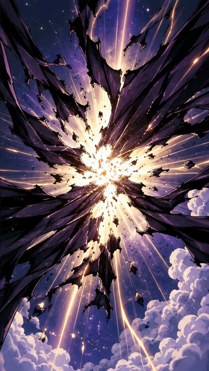 裂ける紫の影